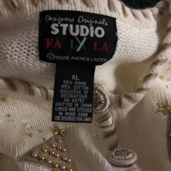 Ugly Cardigan Sweater- FA LA LA Studio Gold - Picture 3 of 3